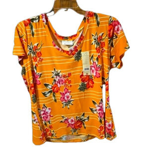 Bobbie Brooks Soft Tangerine Floral Top Women's 2X